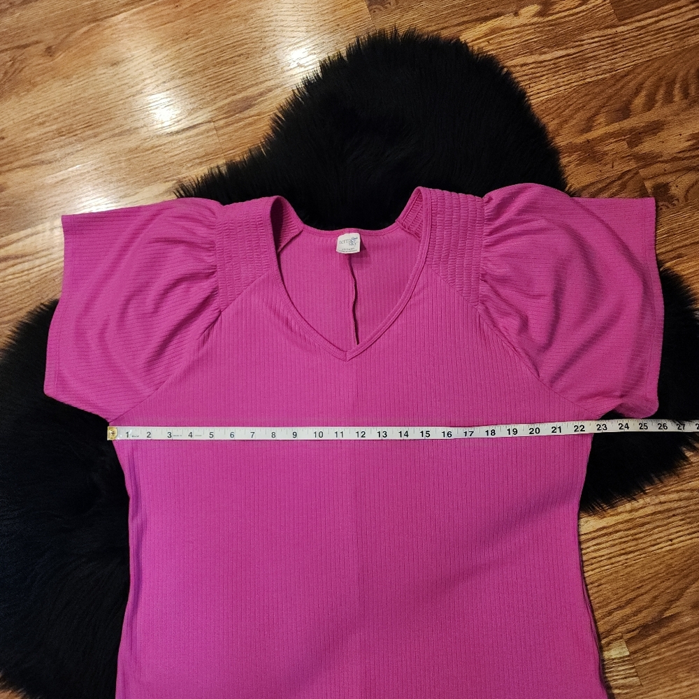 Terra & Sky Vivid Pink Blouse with Flutter Sleeves Size 14W - Picture 7 of 11